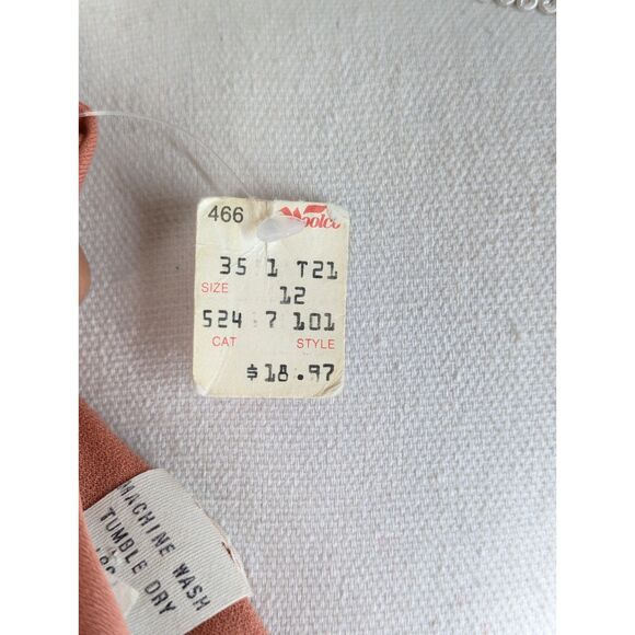 Vintage Draped Wraped Midi Dress Belted Contrasting Peach Maroon Size 12 Grecian - Picture 6 of 9